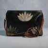 Shoulder Bag - Abstract Lotus (black leather)