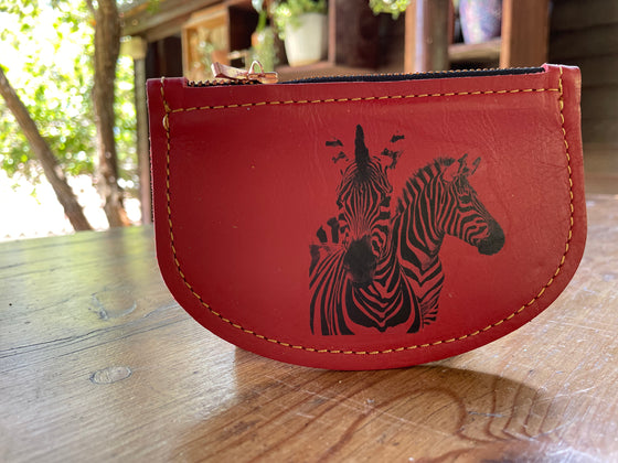 Coin Purse - Red Zebras