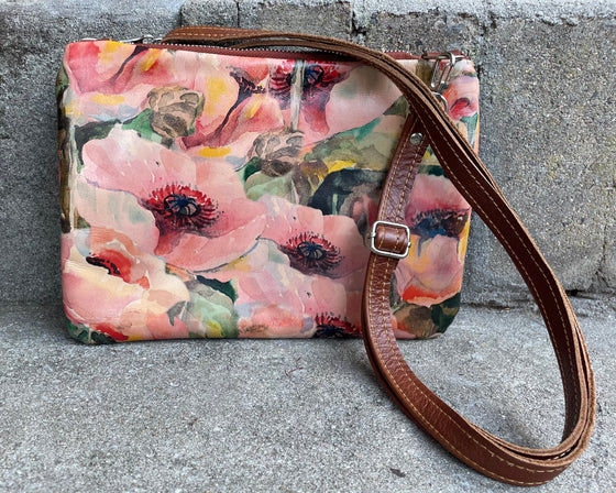Shoulder Bag - Pink Poppies (standard size)