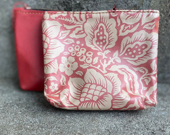 Cosmetics Pouch - Petals on Red