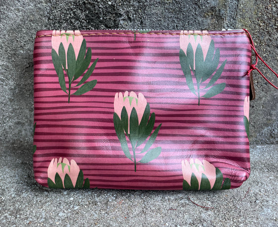 Cosmetics Pouch - Purple Protea Pattern