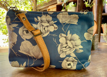  Small Shoulder Bag - Floral Sketch on Blue